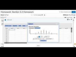 Binomial Probability Example in MyMathlab/MyStatlab using StatCrunch
