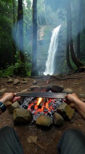 Whispering Waterfalls & Crackling Embers: Juicy Grilled Chicken in the Wild Forest