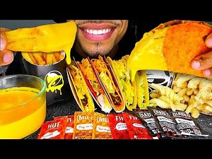 ASMR TACO BELL NACHO CHEESY FRIES CINNAMON TWIST MUKBANG FAST FOOD *SAVAGE EATING* NO TALKING JERRY
