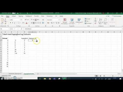 Tabel med hyppighed og frekvens i Excel