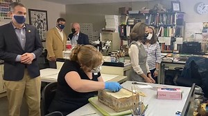Conservator works to open time capsule found at base of Lee statue
