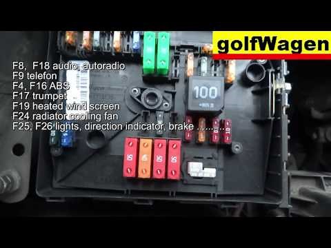 VW Golf 5 fuse location and fuse diagram /engine fuse too/