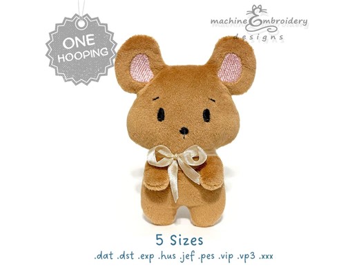 Mouse Plush Toy Machine Embroidery Design - DIY ITH Toy – 3D – One Hooping - 5 Sizes - Etsy