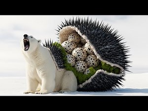 Polar Bear with Spiked Egg Shell on Back Stuns Arctic Team