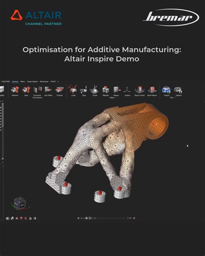 Bremar Automotion on Instagram: "At Bremar Additive, we specialise in simulation-driven design optimization using Altair - Inspire to unlock the full potential of additive manufacturing. Topological optimisation has been around for decades, but traditional manufacturing often limited what engineers could produce making complex internal structures and organic geometries nearly impossible. We use Inspire to remove these limitations, allowing us to: - Significantly reduce weight while maintaining s