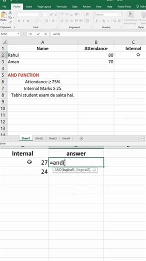 Learn Excel logical functions AND, OR, NOT, and XOR with simple examples. These functions are widely used in MIS reports, data validation, and decision-making formulas. Perfect for beginners, office jobs, and data analysis roles. | Brain educator
