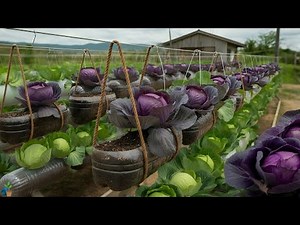 GROW GIANT PURPLE CABBAGE in Recycled Bottles (Monster Harvest Hack)