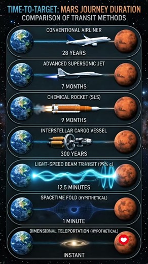 How Long to Reach Mars? (Normal Speed vs. Teleportation) 🚀 #spacefacts #universe #cosmos #astronomy