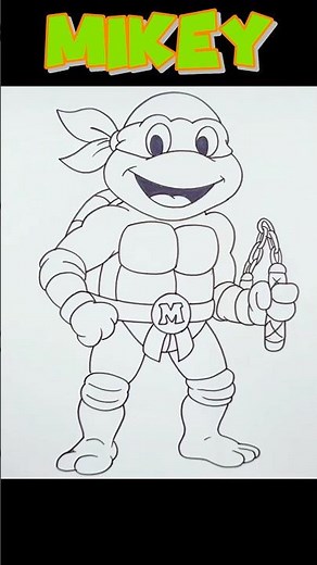 How to Draw Mikey from TMNT – Step-by-Step Cartoon Tutorial 🐢🍕 #tmntmikey #drawing #shorts