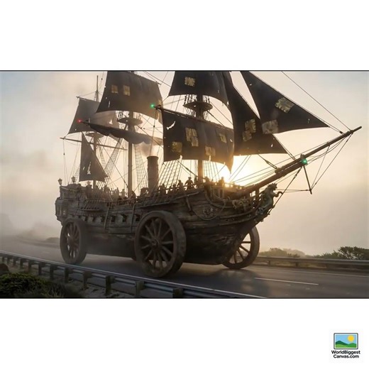 Giant-Wheeled Pirate Ship Rolls Into View