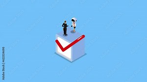 Robot machine and businessman shaking hands