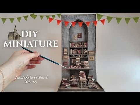 DIY Miniature | Medieval Castle Study with Vintage Desk & Bookshelf | The Scholar’s Quiet Corner #04