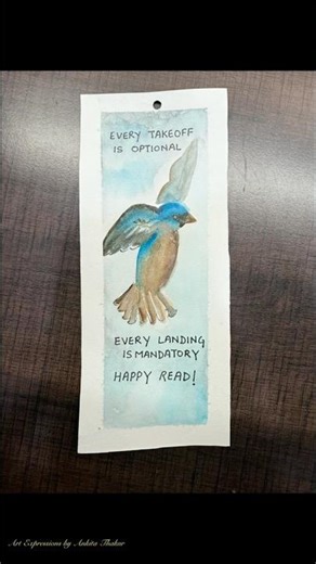 Let’s Paint easy bird bookmark using watercolor #artforbeginners #shorts #bookmarks #birdpainting
