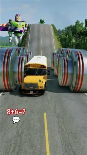 Rust-Eze Truck, Vampire Mater & School Bus vs Deadly Bollards! 💥 BeamNG Drive #shorts #viral#mcqueen