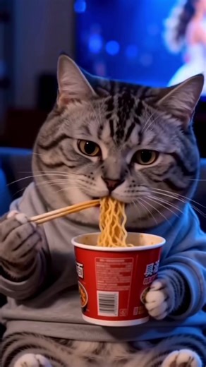 Cat ate noodles… then got them in his nose 😂 I can’t stop laughing#catsoftiktok #funnycat #catlovers #lovecat #petlove