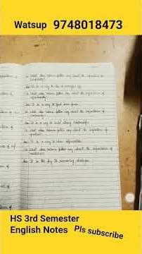 HS 3rd Semester English Suggestion 2026 | Most Important Questions | WBCHSE English Notes