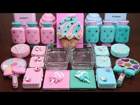 Mixing'Mint vs Pink 'Makeup more Stuff Into Slime!Satisfying Slime Video!