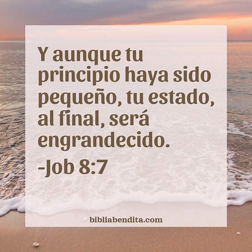 Explicación Job 8:7. 'Y aunque tu principio haya sido pequeño, tu estado, al final, será engrandecido.' - BibliaBendita