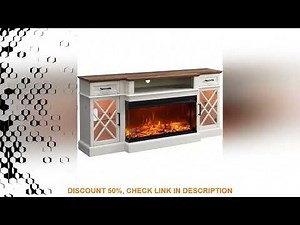 Farmhouse TV Stand with Fireplace, 70'' Entertainment Center Stand with 36" 3-Sided Glass Electric F