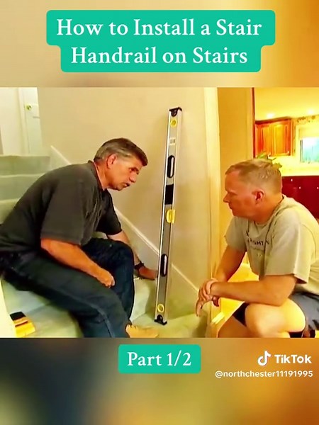 How to Install a Stair Handrail on Stairs - part 1 #fyp ##usa🇺🇸 #stair