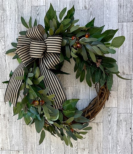 Olive Branch Wreath for Front Door – Farmhouse Grapevine Wreath, Greenery Door Decor, Rustic Modern Olive Style Wreath - Etsy