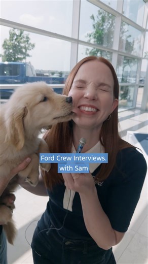 Ford Motor Company on Instagram: "Behind the scenes with Sam and the Ford Crew's furriest interviewees! What's their dream Ford feature? 🐕🎤"