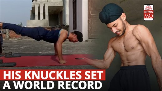 305K views · 10K reactions | The most decline knuckle push ups in one minute (male) is 80, and was achieved by Kuwar Amritbir Singh Tatla from Punjab. This is not his first world record; he has achieved many more without even hitting the gym. Watch to know all about him. #sports #worldrecord #pushups #fitness #NewsMo | India Today | Facebook