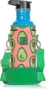 Made Easy Kit Neoprene Water Bottle Carrier Holder with Adjustable Shoulder Strap for Insulating & Carrying Water Container Canteen Flask Available in 5 Sizes (Green Pink Avocado, M (16oz-22oz))