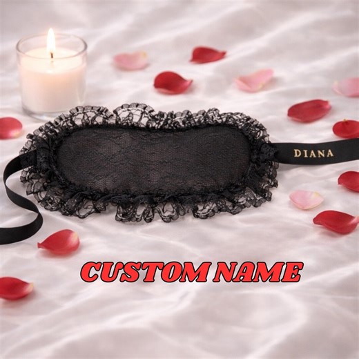 Custom Name Sleep Mask, Black Lace Eye Mask, Personalized Gift for Her - Etsy