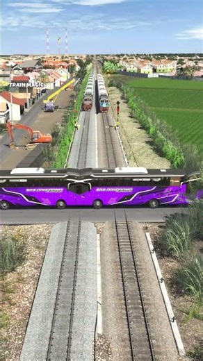 Kereta Api Panjang Melintasi Persilangan Adu Mobil Bus Telolet #railtrack #train #railroad #railway