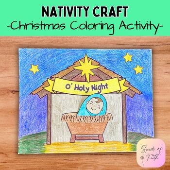 Baby Jesus Christmas Nativity Craft, O Holy Night Cut and Paste Scene Activity