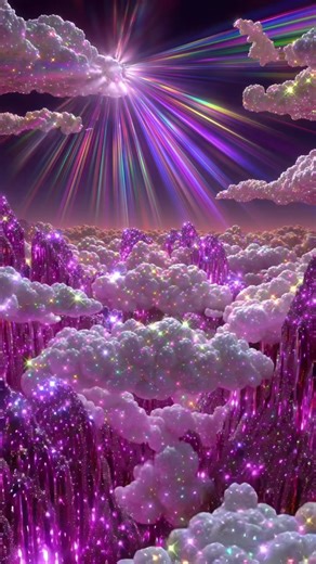 Live wallpaper of glittering clouds and radiant rainbow beams bursting through a dreamy sky. A magical, prismatic scene full of sparkle, color, and cosmic wonder 🌈🌤️✨ Check out my profile for more #livewallpaper #wallpaper #cosmicvibes #eclipse #pinkaesthetic