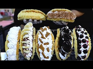 쫄깃하고 부드러운 와플! 크림이 빵빵한 수제와플, 생크림 과일 와플│Yummy Waffle Making – Korean Street Food