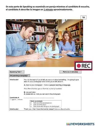 B1 Speaking worksheet