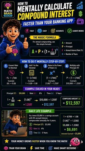 This Compound Interest Trick Can Make You Richer 🤯💰 #mathbrainhacks #mathtricks #mentalmath