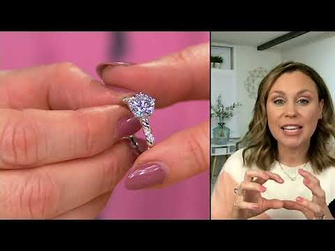 Diamonique 92 Facet Blossom-Cut Bridal Ring, Sterling Silver on QVC