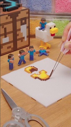 DIY Minecraft Golden Armours…with Perler Beads! 💛🤩 #minecraft