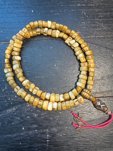 108 Camel Tooth Mala With Yak Bone Skull Guru Bead & Copper Accents | 13mm Tibetan Cemetery Style Bone Prayer Beads - Etsy