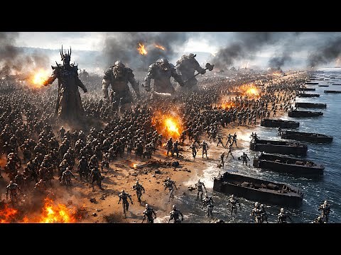 T-800 Terminators Storm Omaha Beach vs Sauron & His Army - Ultimate Epic Battle Simulator 2