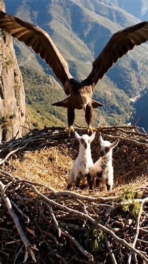 An eagle carries a baby goat to the nest #wildlifeentertainment #animals #wildliferescue