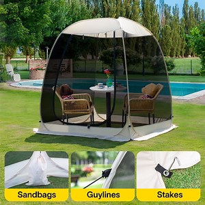 Screen House Room, Alvantor 6x6 ft Portable Pop up Tent with Mosquito Netting Instant Tent for Camping Backyard Beige