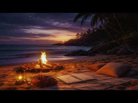 YOU’RE FİNALLY ALONE. Just you, the waves, and a warm fire.🌊🔥 Beach Sounds for Sleep (1 Hour)