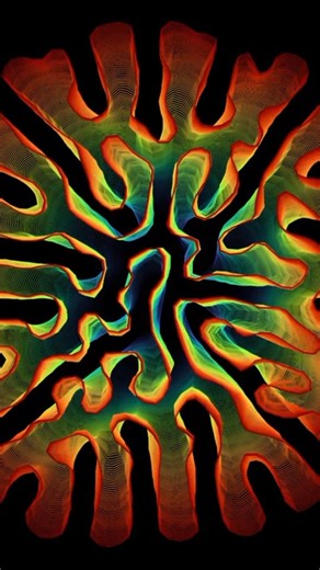 Raimon Luna on Instagram: "Differential growth is a computer algorithm that is often used in generative art in order to model the effects of natural morphogenesis. It generates patterns that can resemble a variety of living organisms such as plants, corals, or lichens. Perhaps even the wrinkles of our brains, or the paths of rivers. It works by setting up a long chain of particles that interact with each other by repelling or attracting depending on their relative positions. While they evolve, s