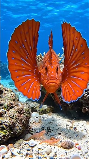 This Fish Suddenly Opens Giant Wings Underwater 😳 #Ocean #MarineLife #Wildlife