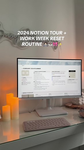 LET’S PLAN FOR THE WORK WEEK 📝✨👩🏻‍💻🎀 my Notion tour! How i plan content, my 2024 goals, business work week - Notion template available that I created for content creators entrepreneurs! 💻