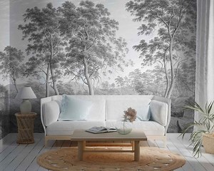Vintage Black & White Forest Landscape Wallpaper Neutral Tree Mural Self Adhesive or Non Woven Nature Scene Removable Botanical Wall Mural - Etsy