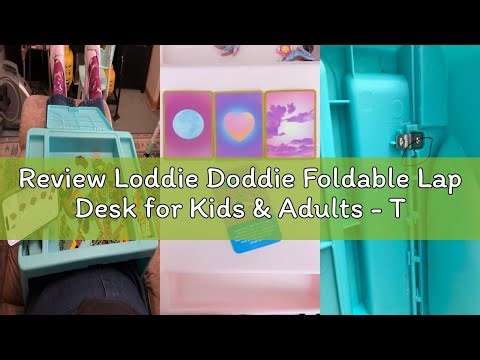 Review Loddie Doddie Foldable Lap Desk for Kids & Adults - Teal Blue Portable Plastic Table with Sto