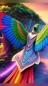 flying parrot with beautiful sunset