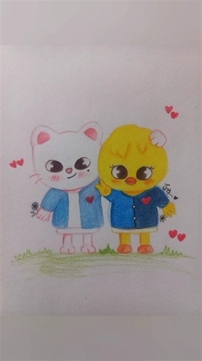 Bbokai and Jiniret drawing skzoo from Straykids ❤️✨️ #straykids #skzoo