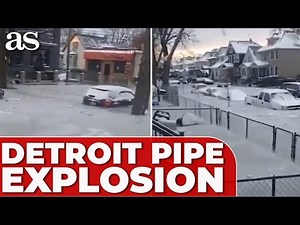 54-Inch PIPE Burst Floods Southwest DETROIT, Freezing Streets and Cars in Icy Waters
